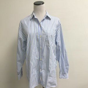 Vintage Burberrys blue white stripe 100% cotton button down shirt 10